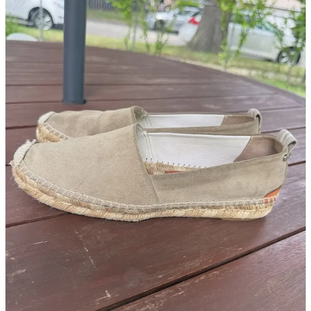 Rag & Bone Adria Women Espadrille Flats Tan Suede Size 39.5 / 9.5 Summer Slip On
